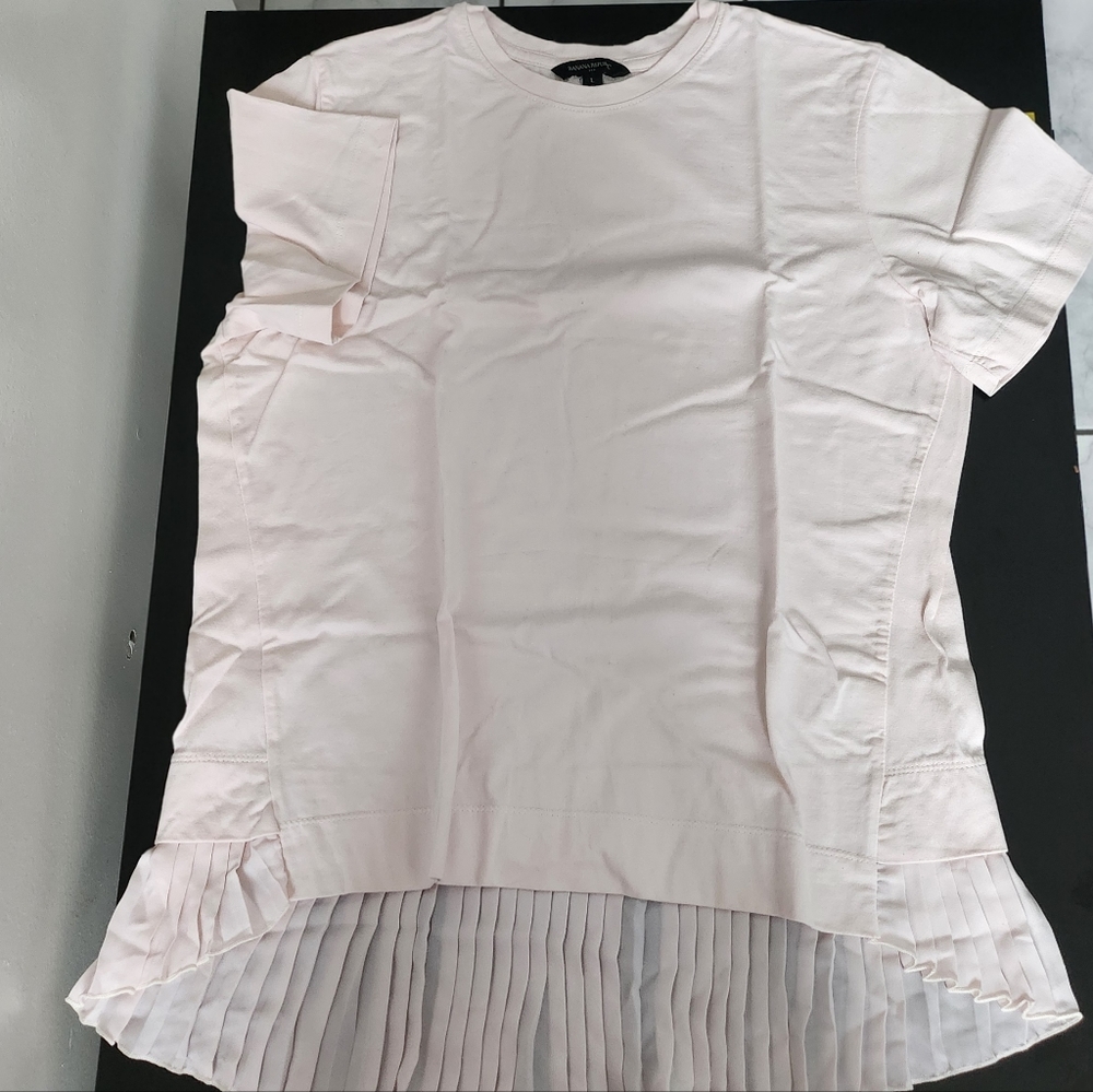 BRF L Pleated Hem Pink Tee